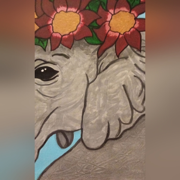Elephant mixed media painting - Picture 4 of 5